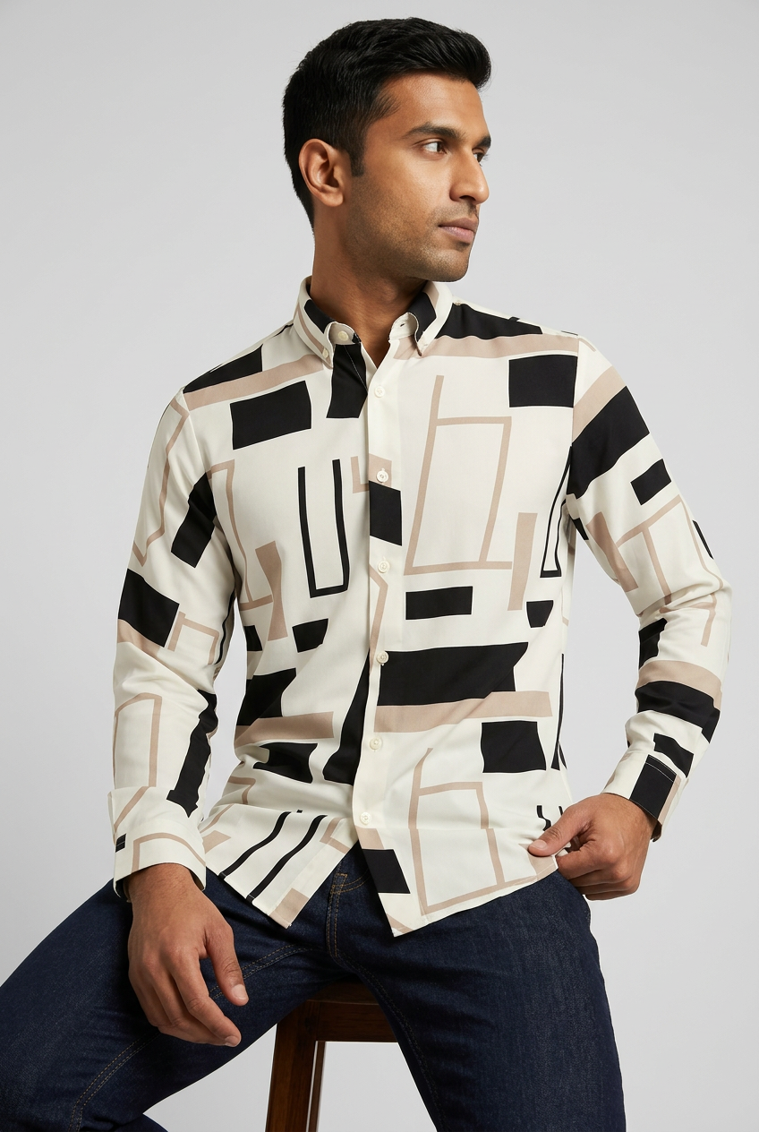 Casual White Printed Shirt