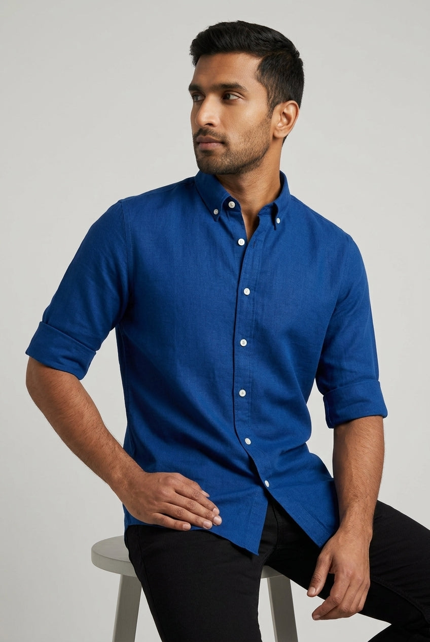 Linen Plain Slim Fit Shirt