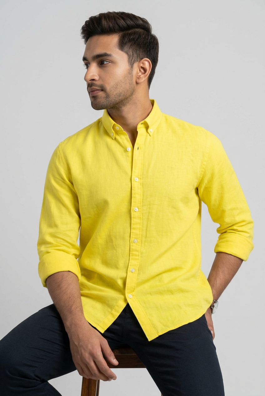 Light Yellow Linen Shirt