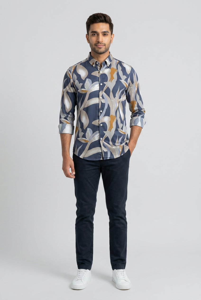 Blue Abstract Print Shirt