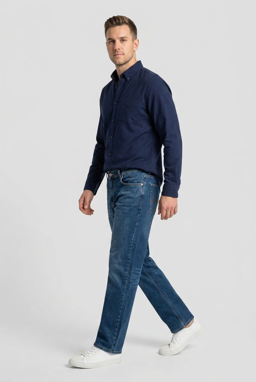 Dark Wash Denim Washed Jeans-thumbmail-8