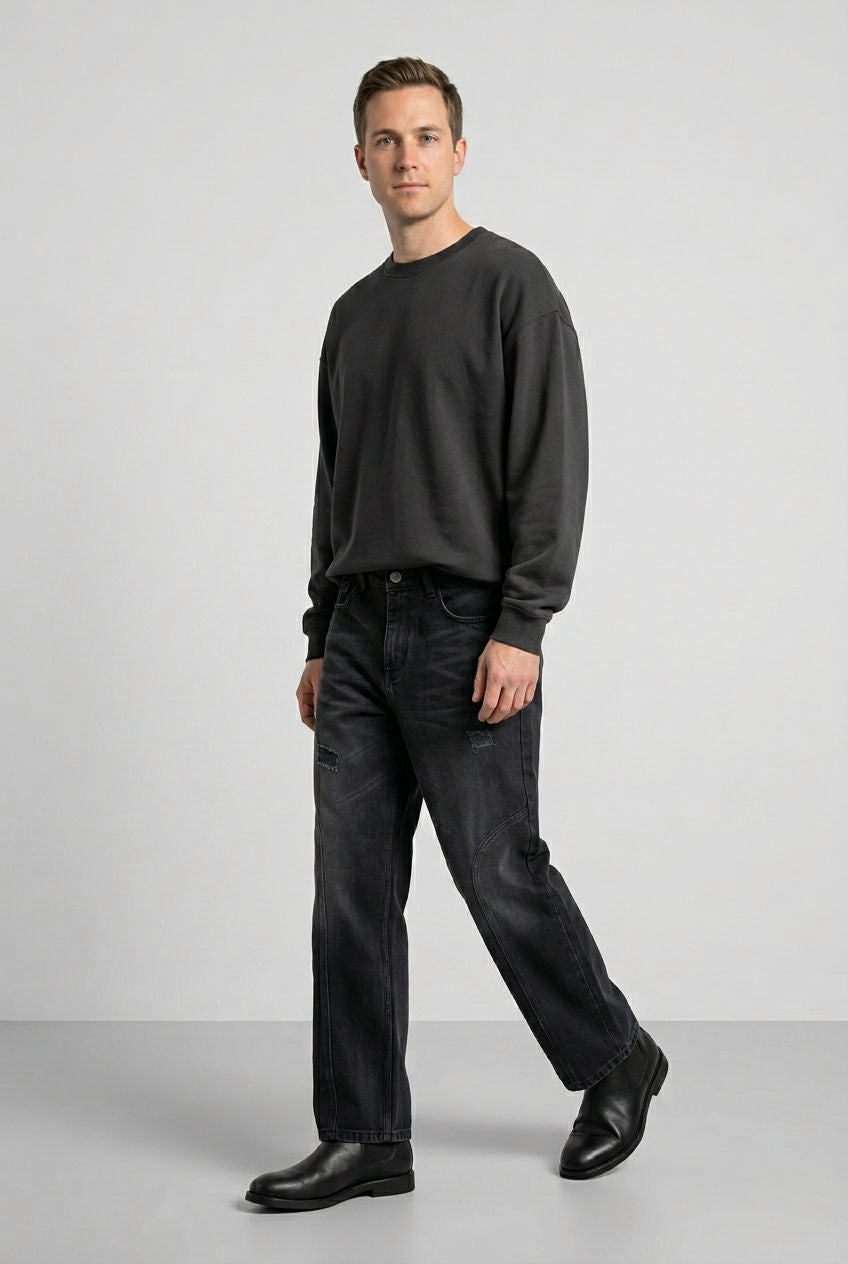 Black Denim Washed Jeans-thumbmail-7