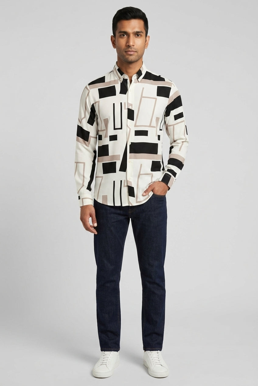 Casual White Printed Shirt