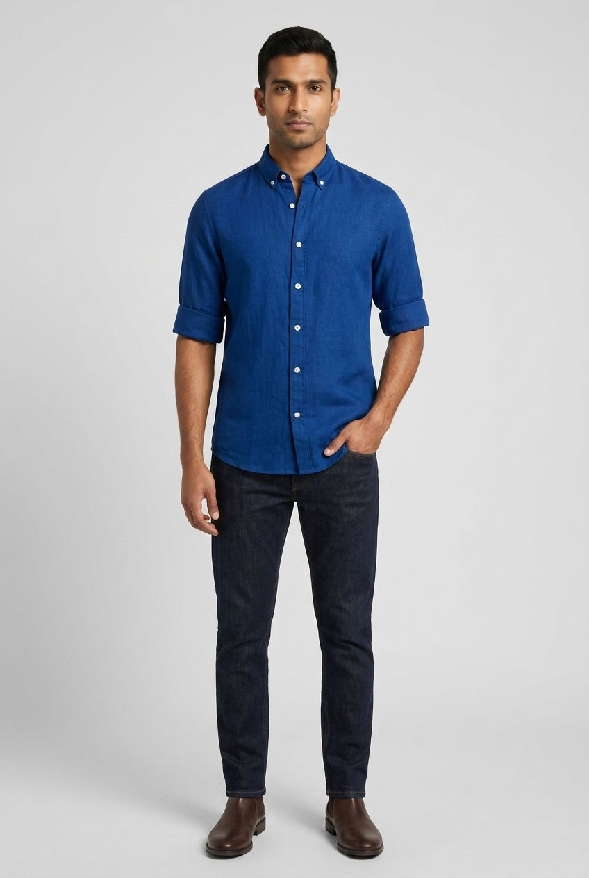 Linen Plain Slim Fit Shirt