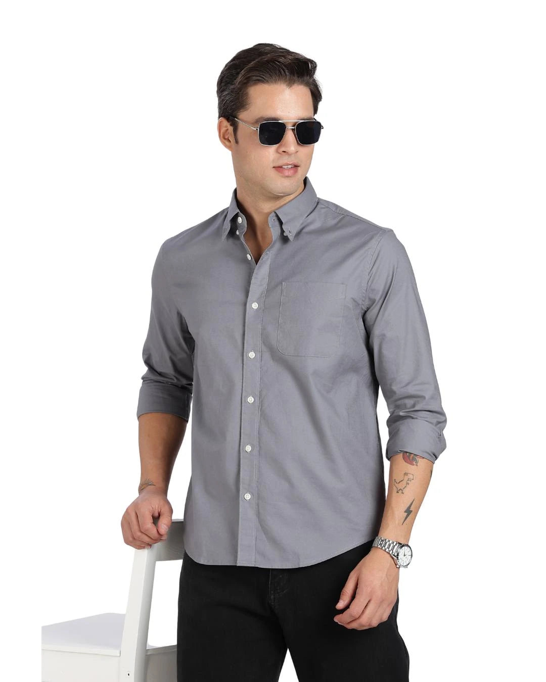 Dark Grey Oxford Shirt-thumbmail-3