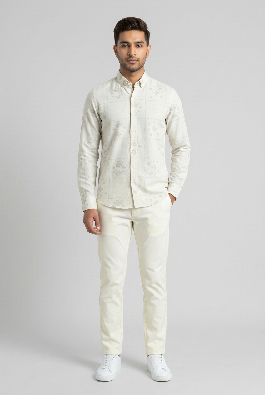 Off White Printed Shirt