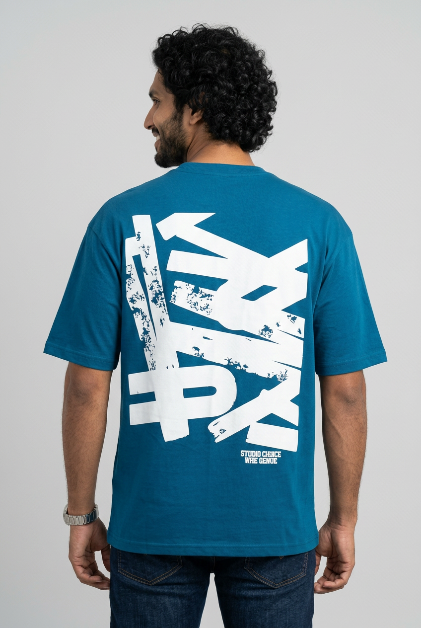 Sage Blue Printed T-Shirt-thumbmail-3