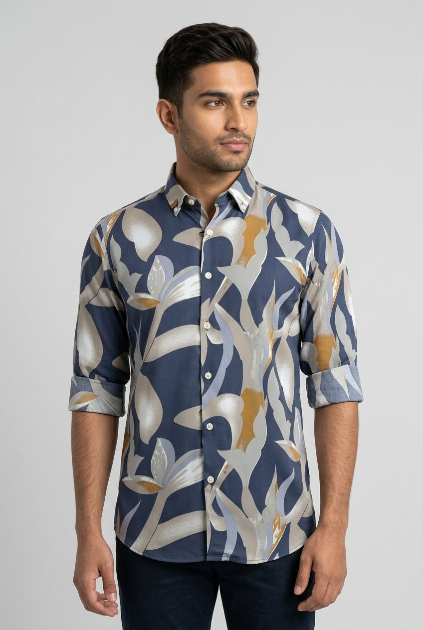 Blue Abstract Print Shirt-thumbmail-3