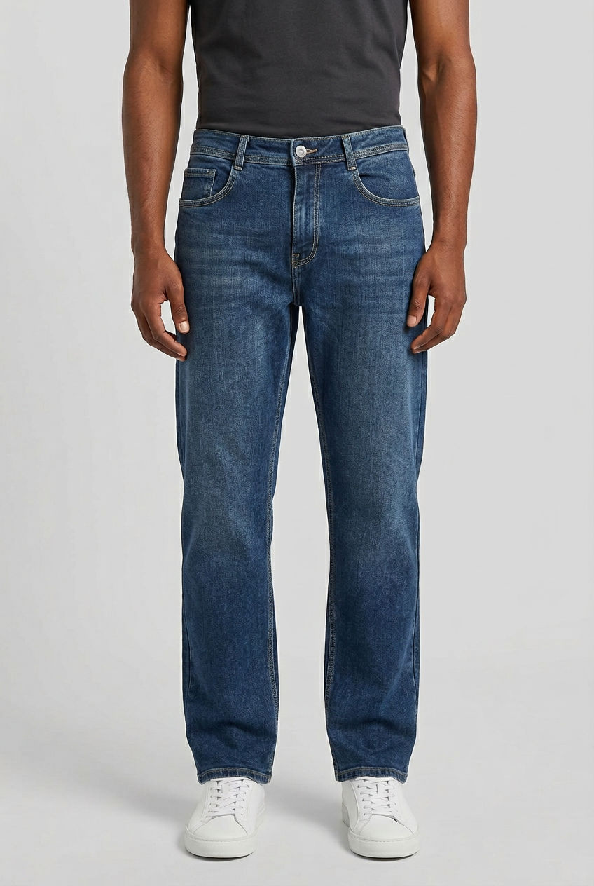 Dark Blue Denim Washed Jeans