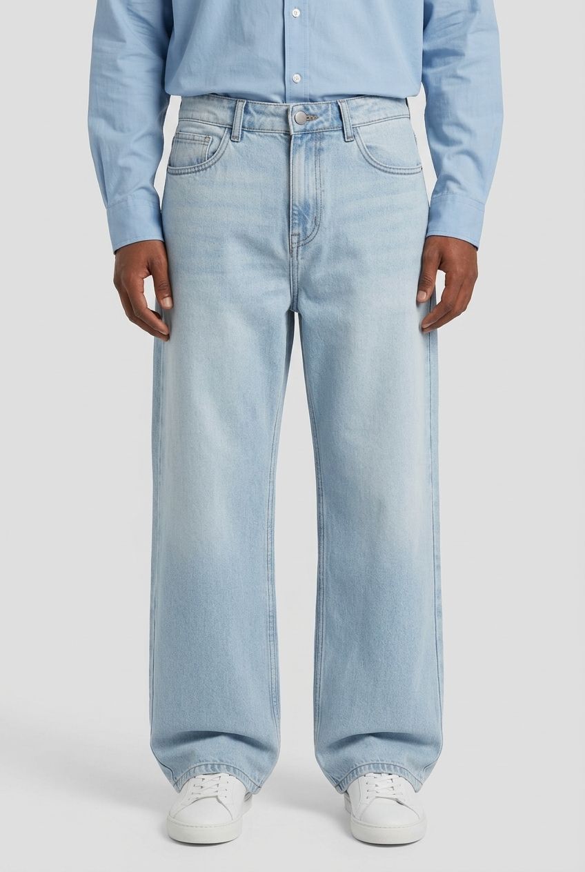 Light Wash Denim Washed Jeans-thumbmail-2
