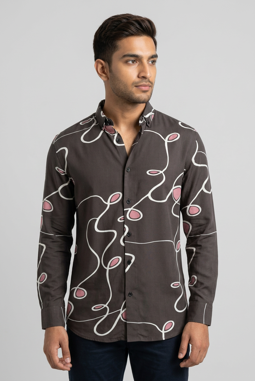 Brown Rayon Printed Shirt-thumbmail-3