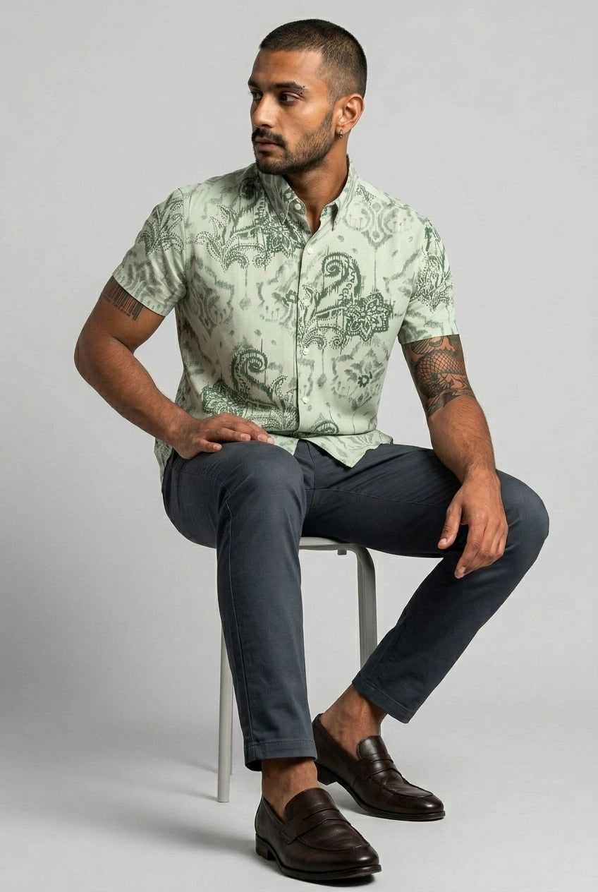 Green Rayon Printed Shirt-thumbmail-6