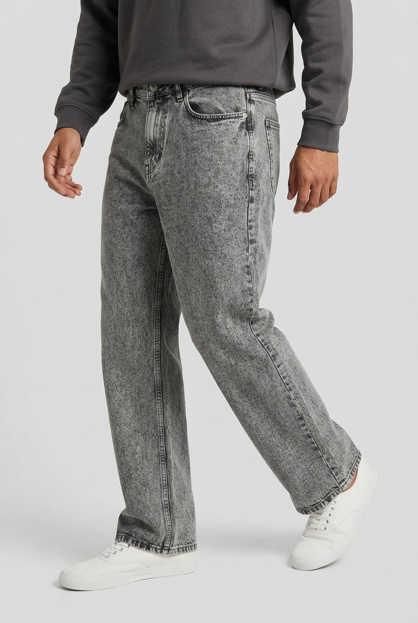 Light Grey Denim Washed Jeans-thumbmail-2