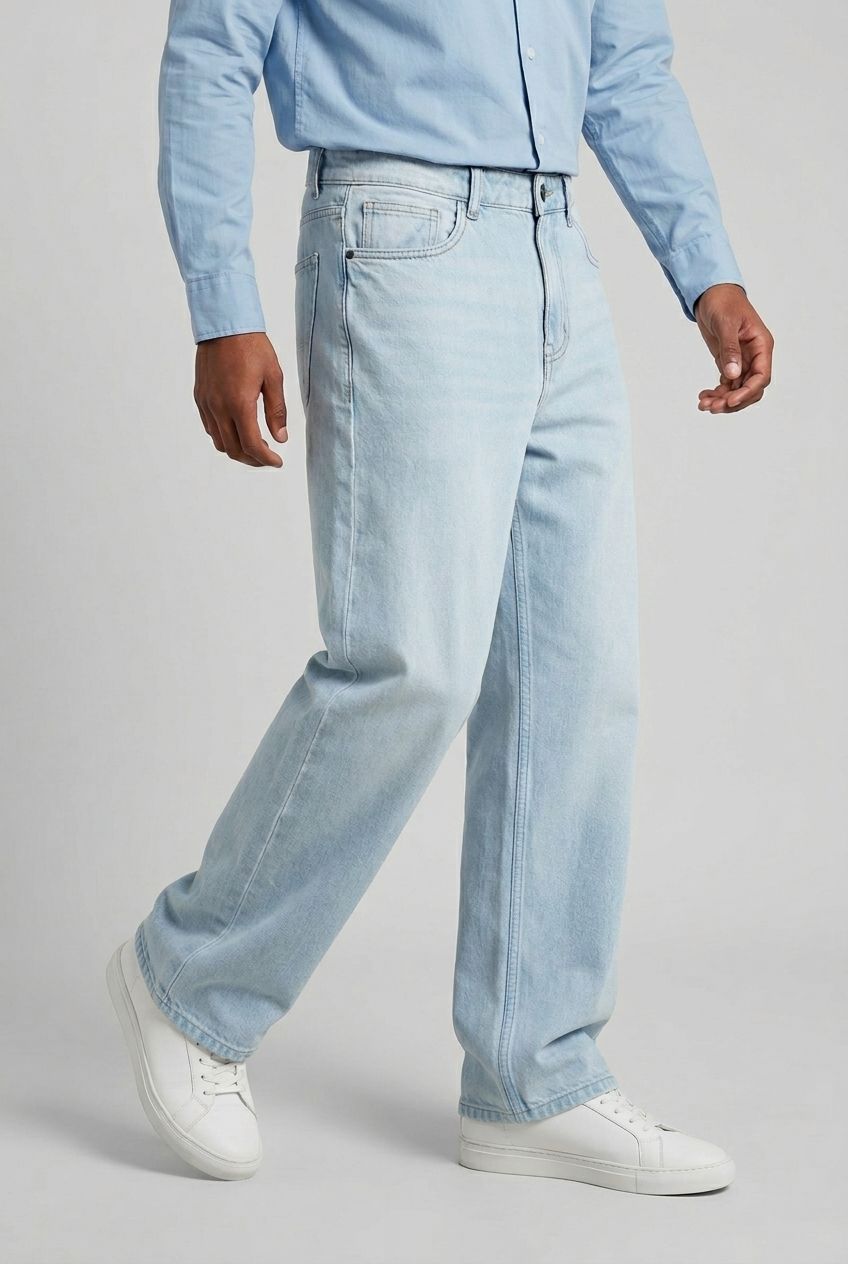 Light Wash Denim Washed Jeans-thumbmail-3