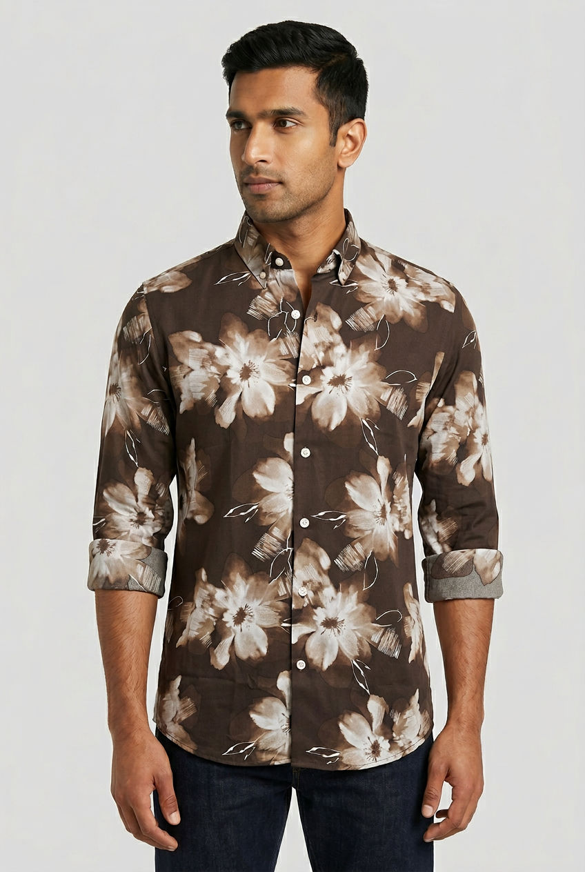 Dark Brown Printed Shirt-thumbmail-4