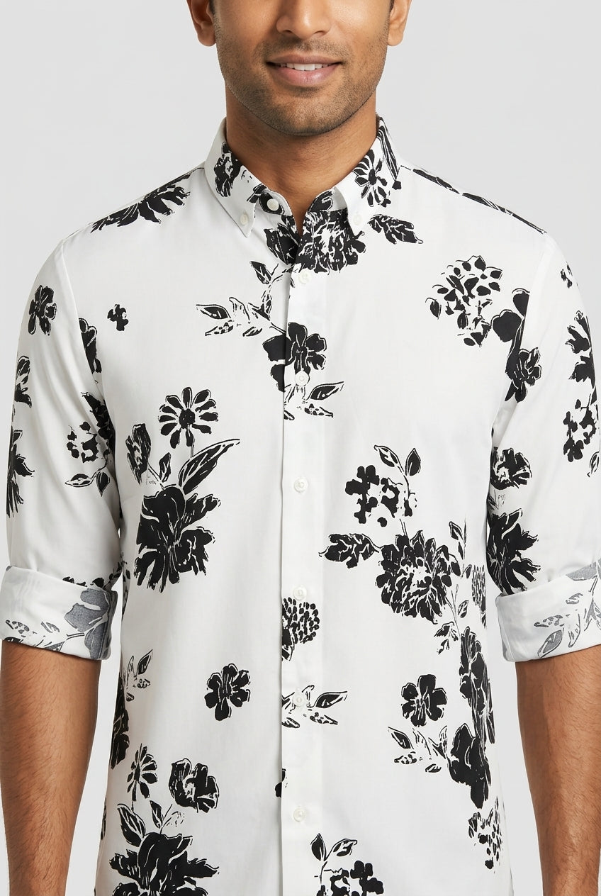 Casual White Floral Shirt-thumbmail-4