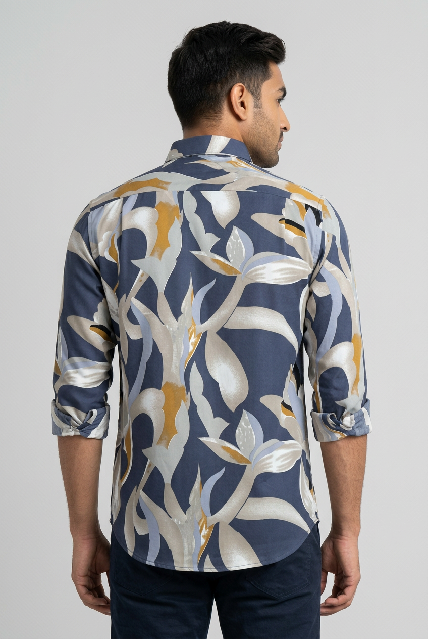 Blue Abstract Print Shirt