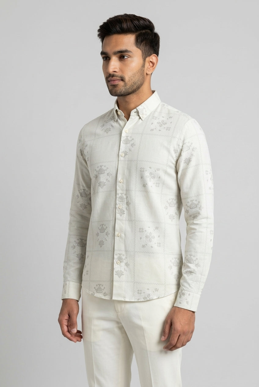 Off White Printed Shirt