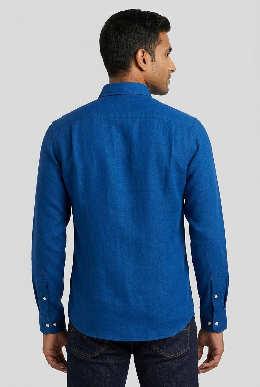 Linen Plain Slim Fit Shirt-thumbmail-4