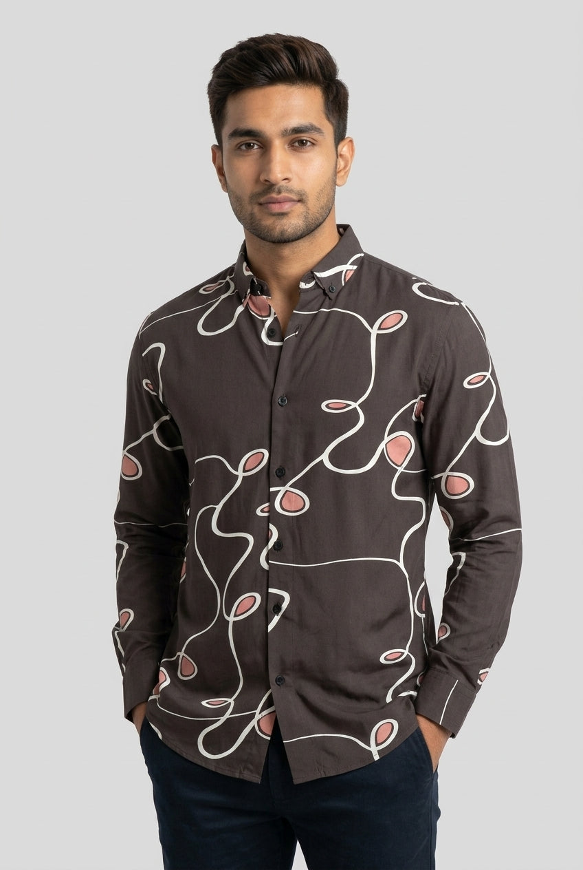 Brown Rayon Printed Shirt-thumbmail-5