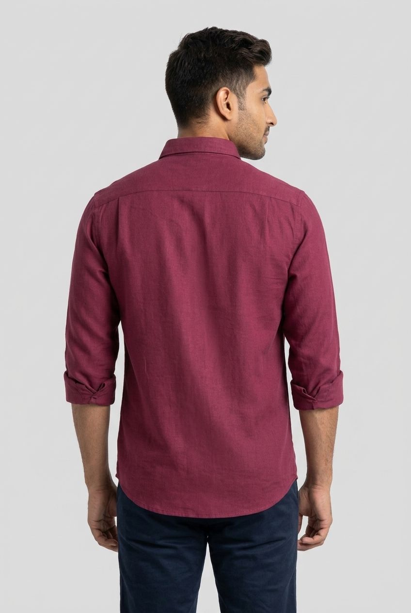 Linen Plain Slim Fit Shirt-thumbmail-11