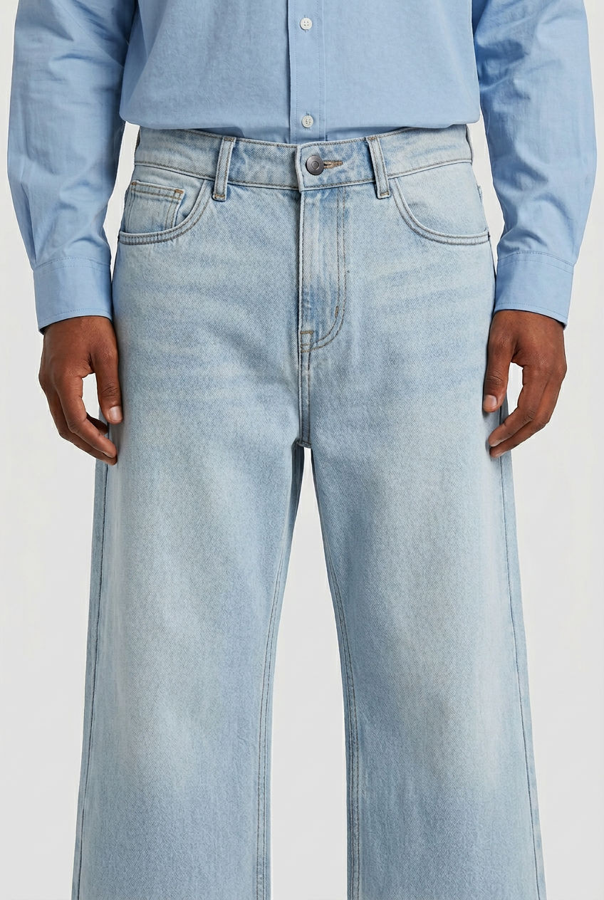 Light Wash Denim Washed Jeans-thumbmail-4
