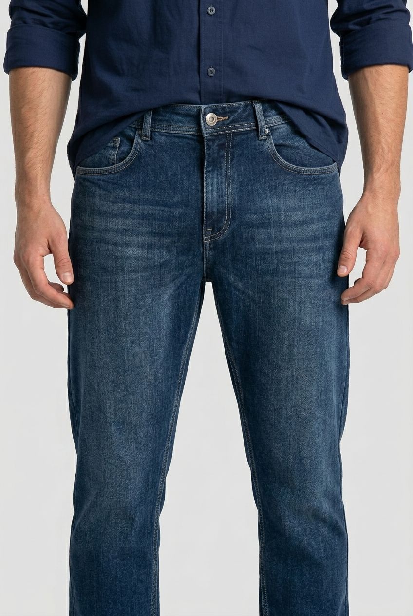 Dark Wash Denim Washed Jeans-thumbmail-3