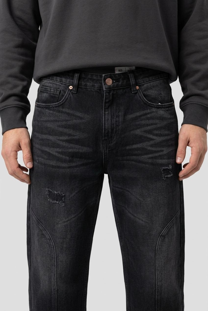 Black Denim Washed Jeans-thumbmail-3