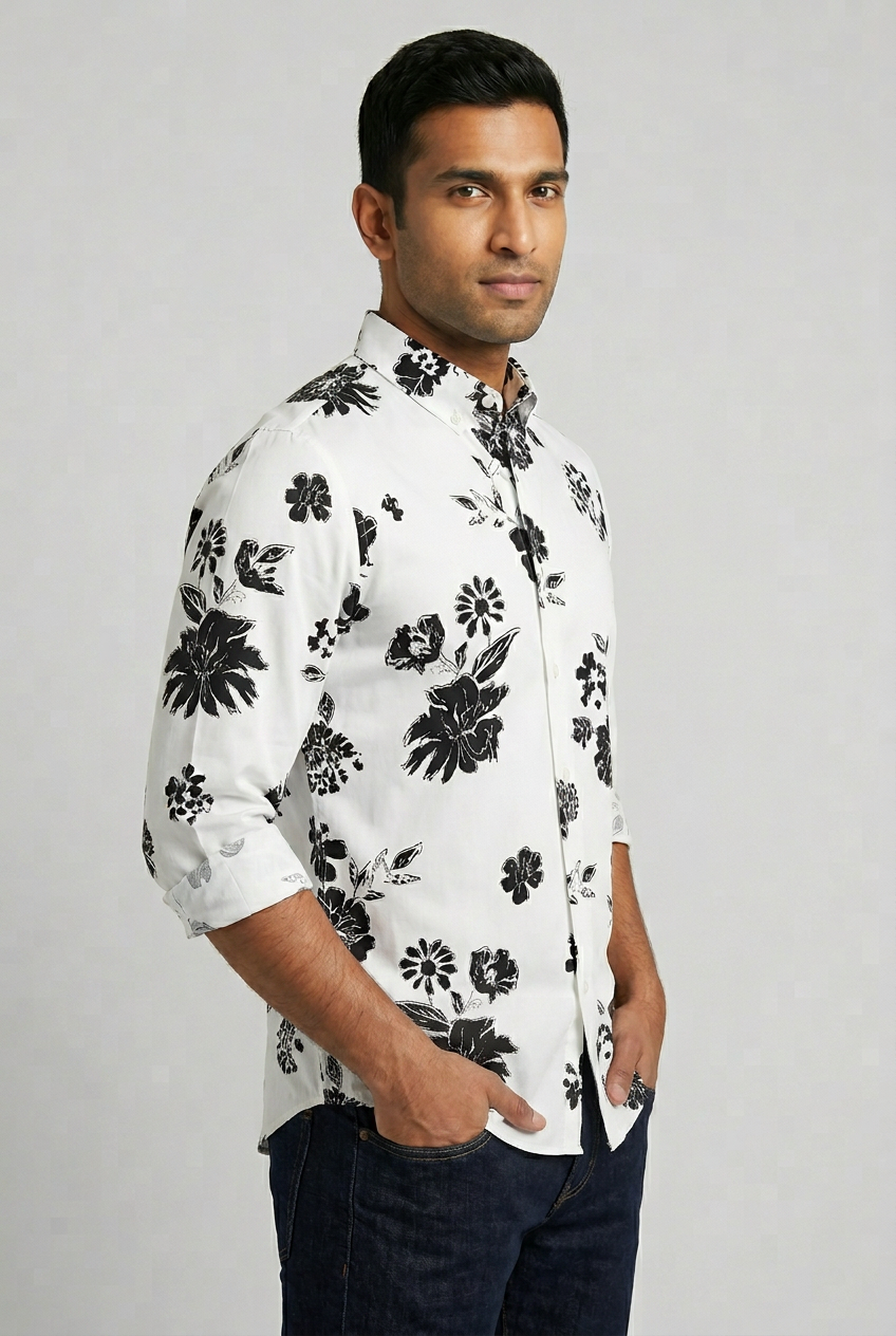 Casual White Floral Shirt-thumbmail-5
