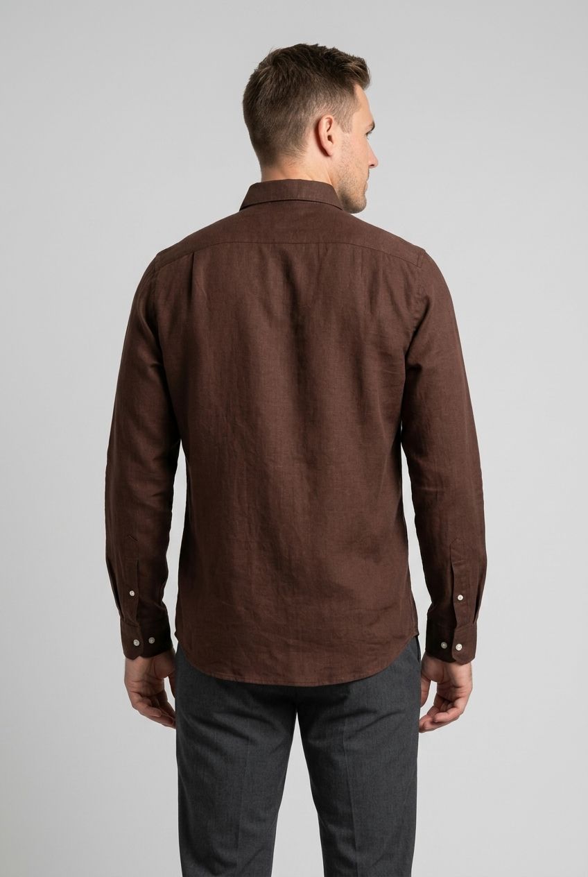 Linen Plain Slim Fit Shirt-thumbmail-15