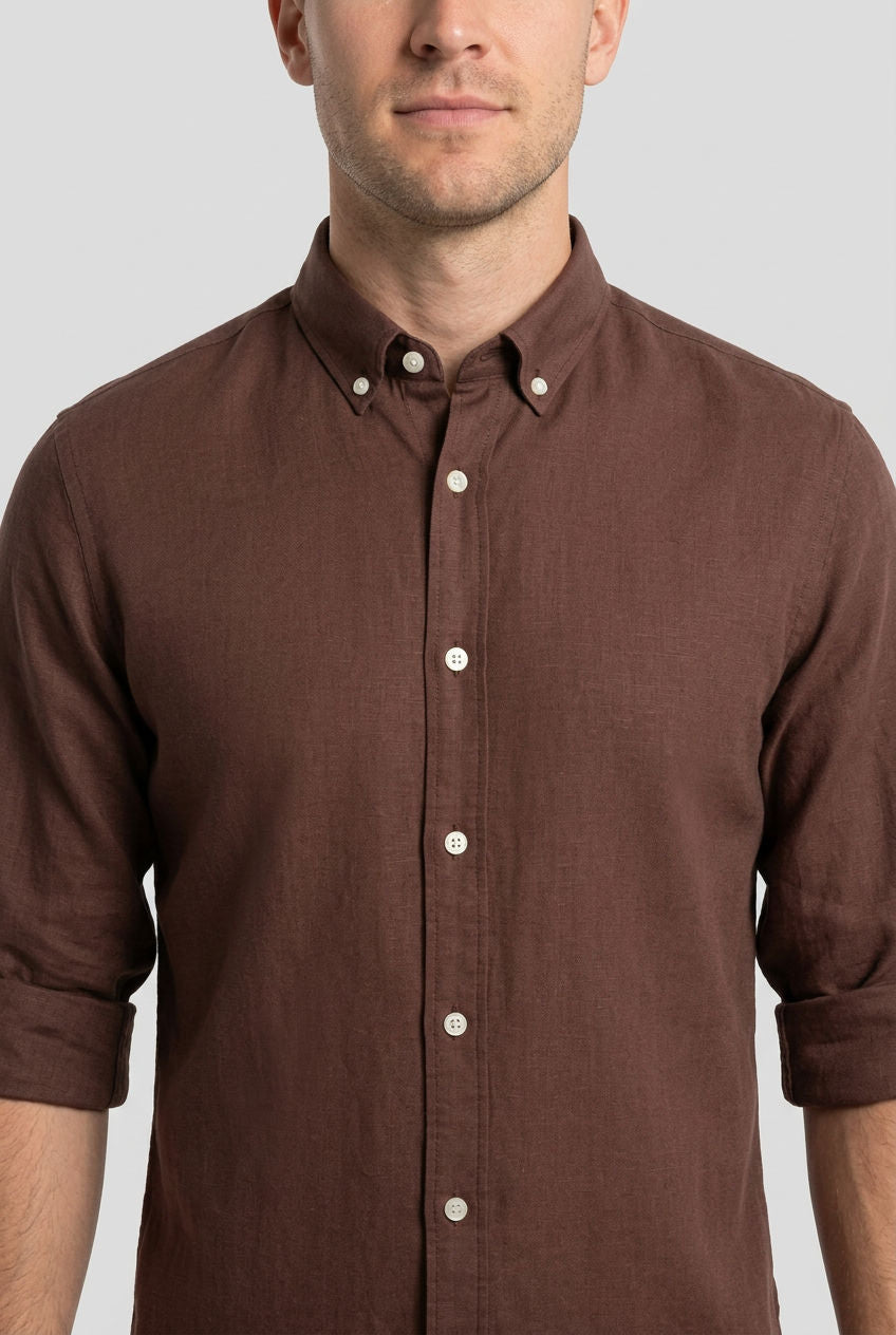 Linen Plain Slim Fit Shirt-thumbmail-16