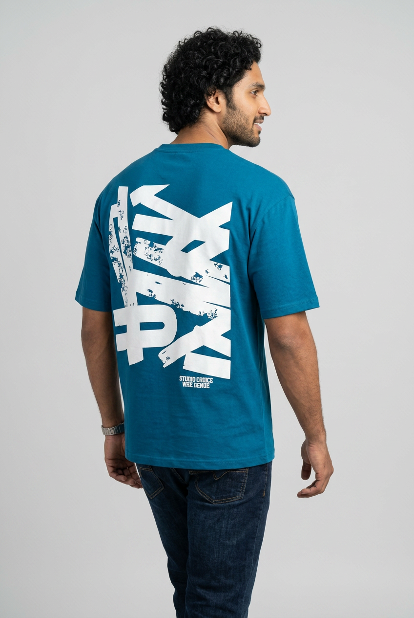 Sage Blue Printed T-Shirt-thumbmail-7