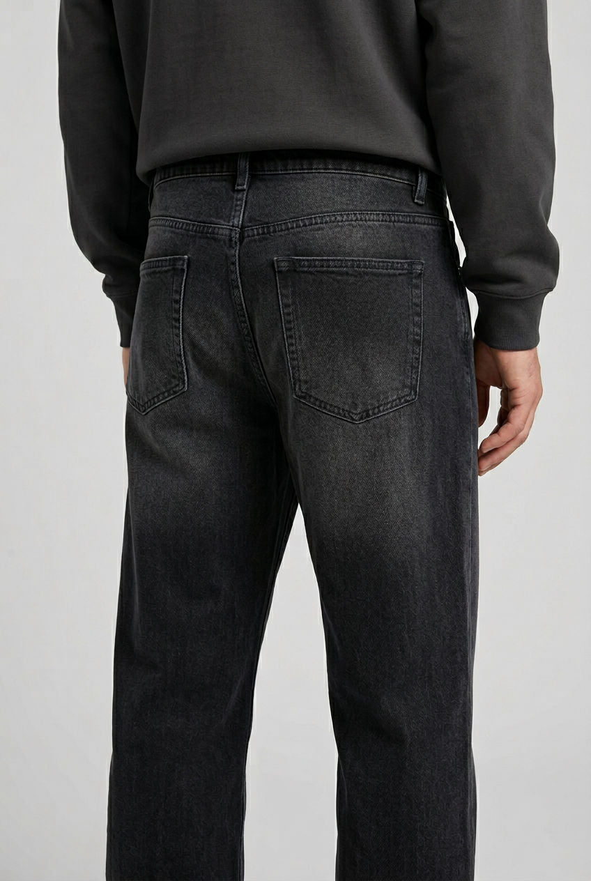 Black Denim Washed Jeans-thumbmail-4