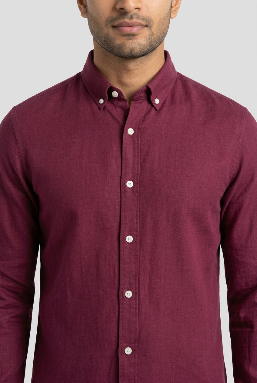 Linen Plain Slim Fit Shirt-thumbmail-12