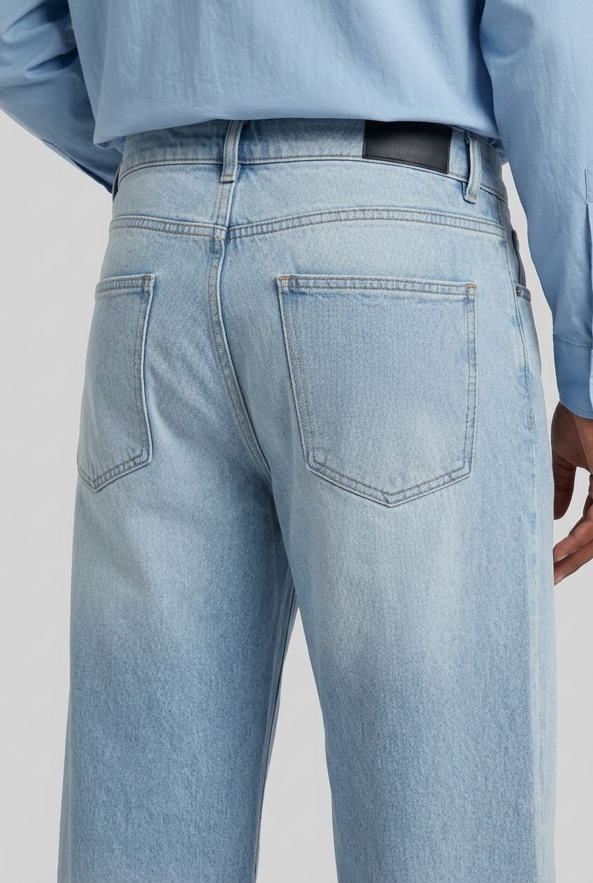 Light Wash Denim Washed Jeans-thumbmail-5