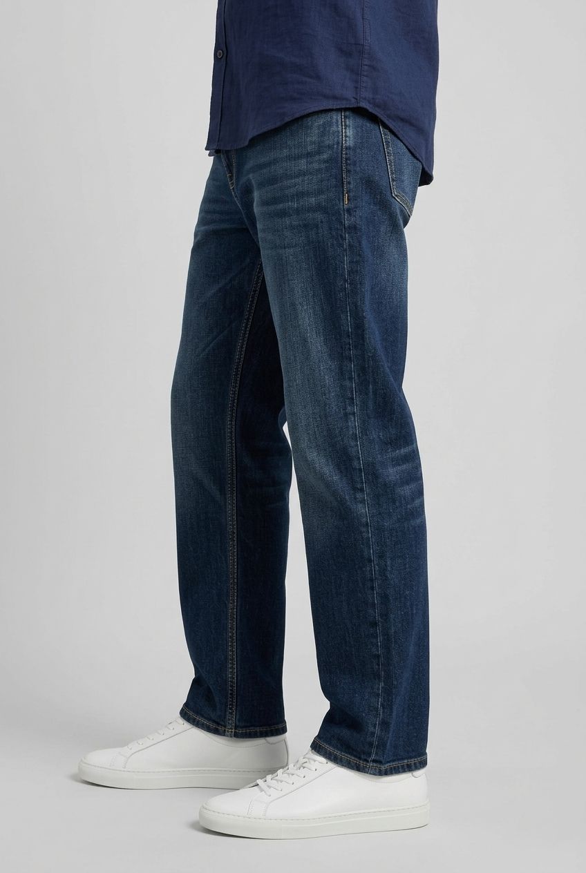Dark Wash Denim Washed Jeans-thumbmail-5