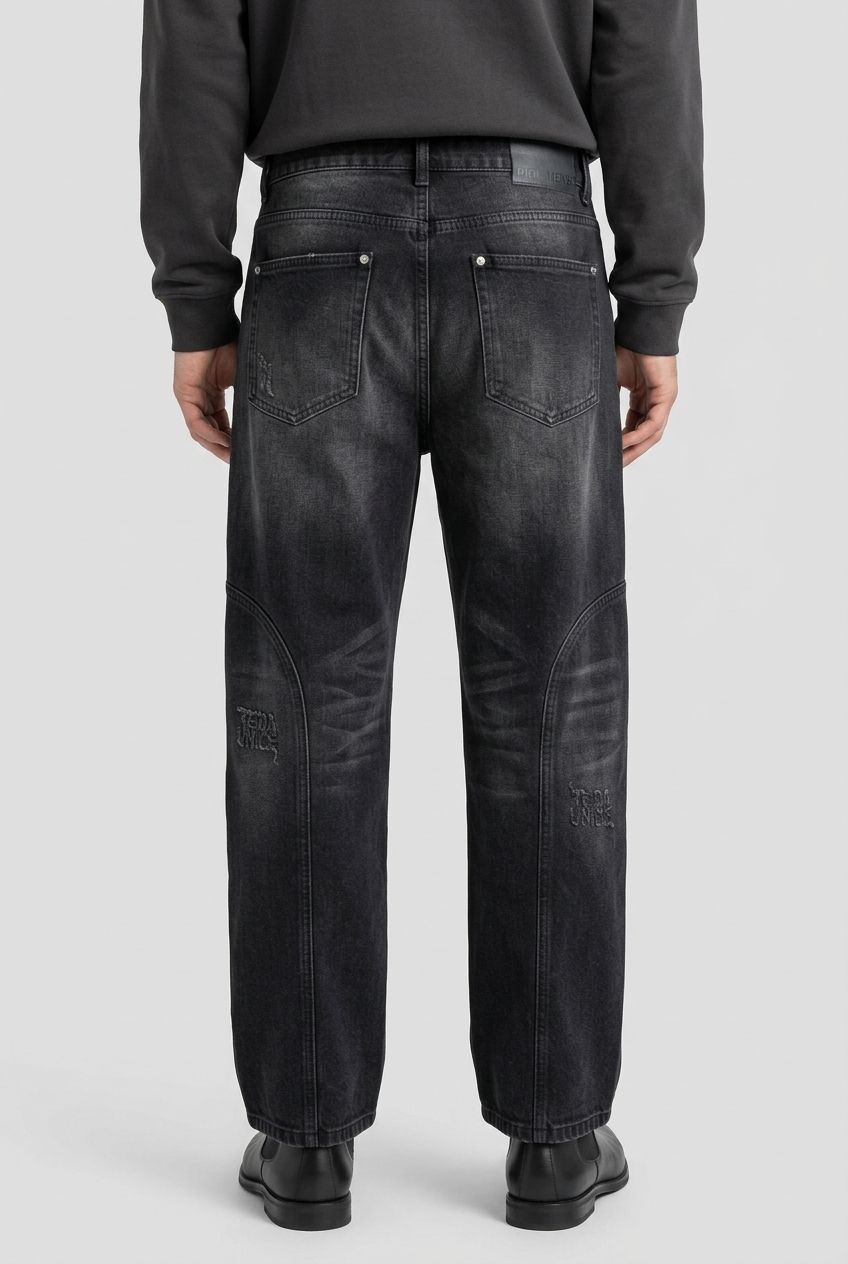 Black Denim Washed Jeans-thumbmail-5