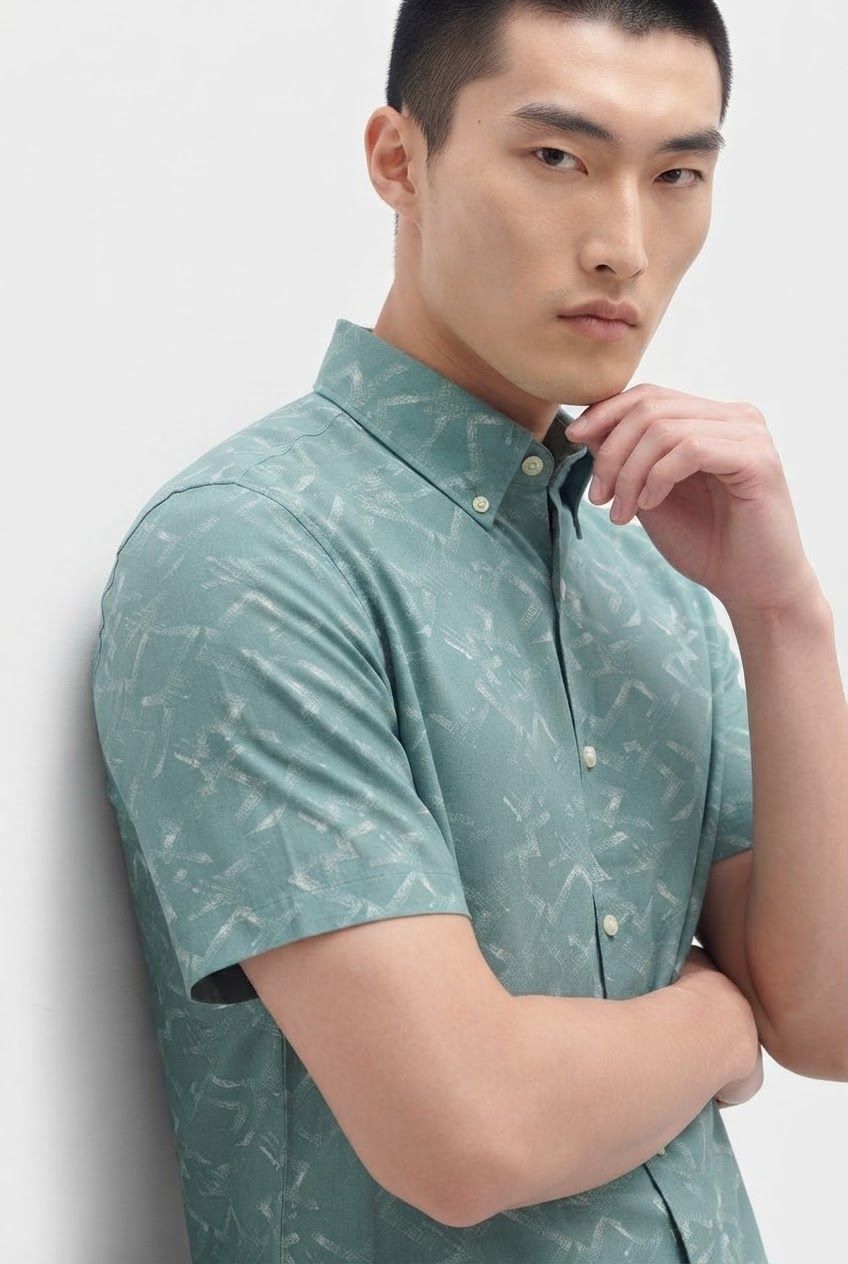 Aqua Printed Rayon Semi Slim Fit Half Sleeve Shirt product image
