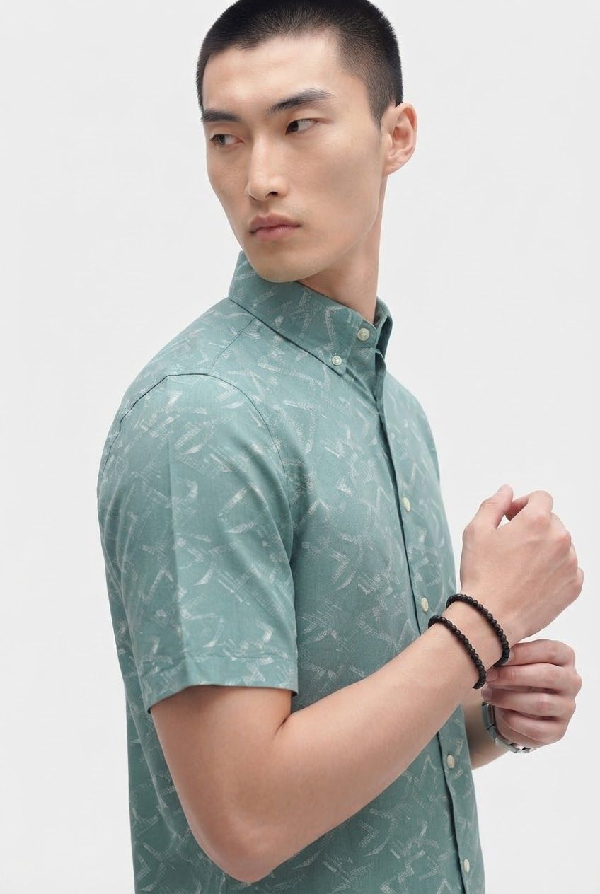 Aqua Printed Rayon Semi Slim Fit Half Sleeve Shirt product image