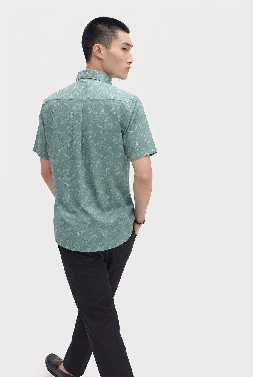 Aqua Printed Rayon Semi Slim Fit Half Sleeve Shirt product image
