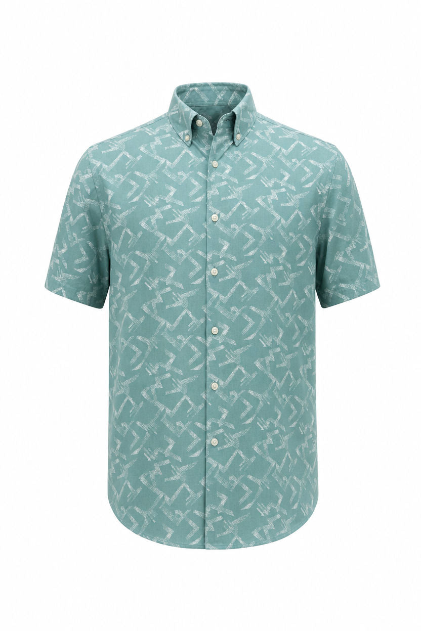 Aqua Printed Rayon Semi Slim Fit Half Sleeve Shirt product image