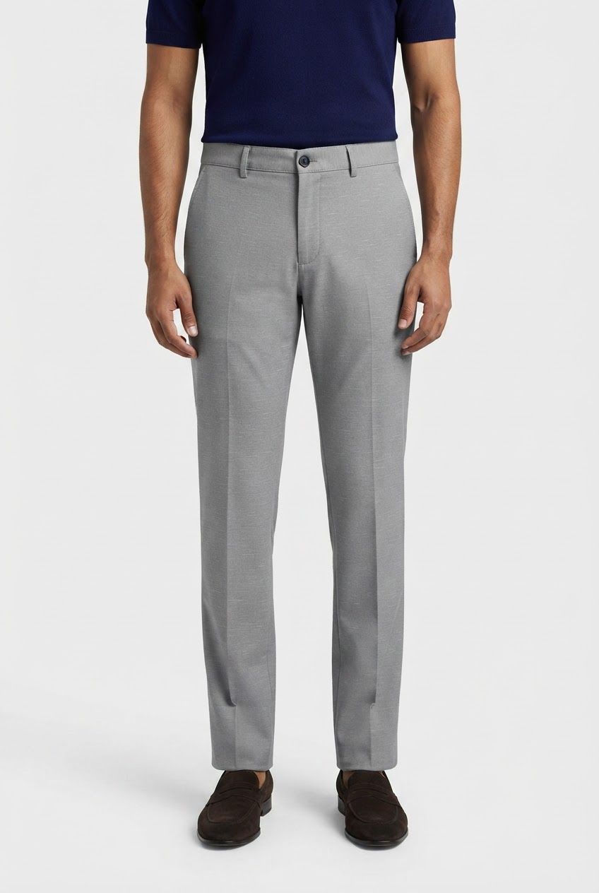Ash Solid Cotton Semi Slim Fit Trouser product image