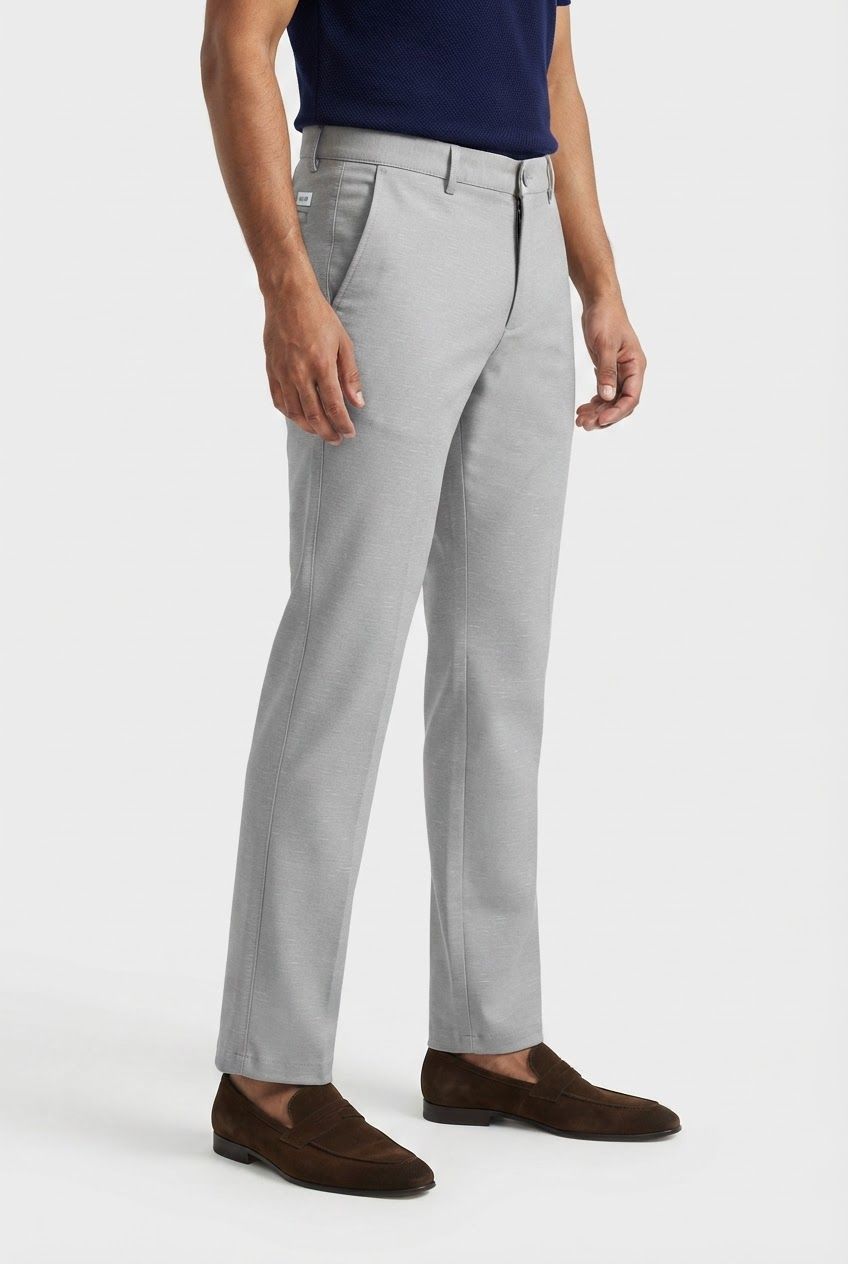 Ash Solid Cotton Semi Slim Fit Trouser product image