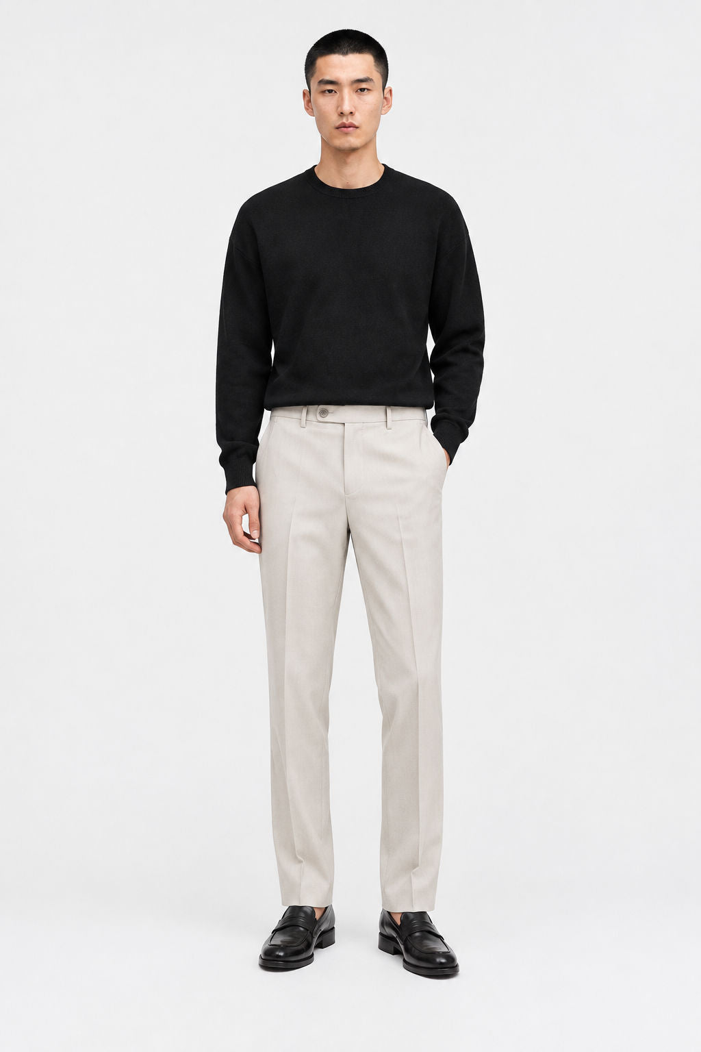Beige Solid Semi Slim Fit Half Sleeve Trouser product image