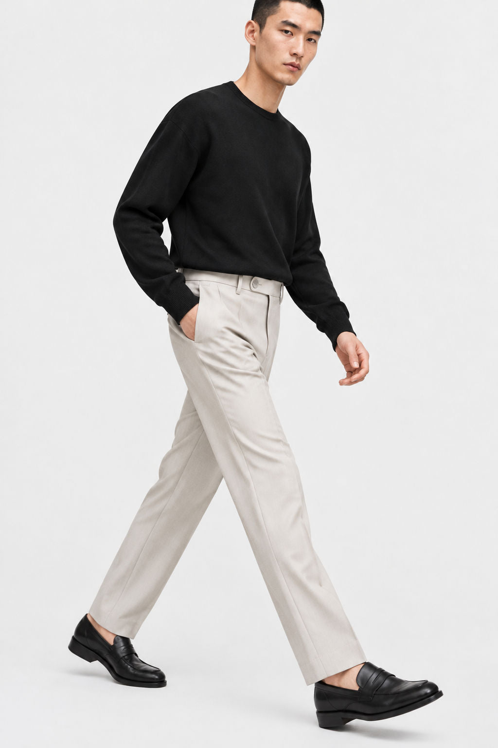 Beige Solid Semi Slim Fit Half Sleeve Trouser product image