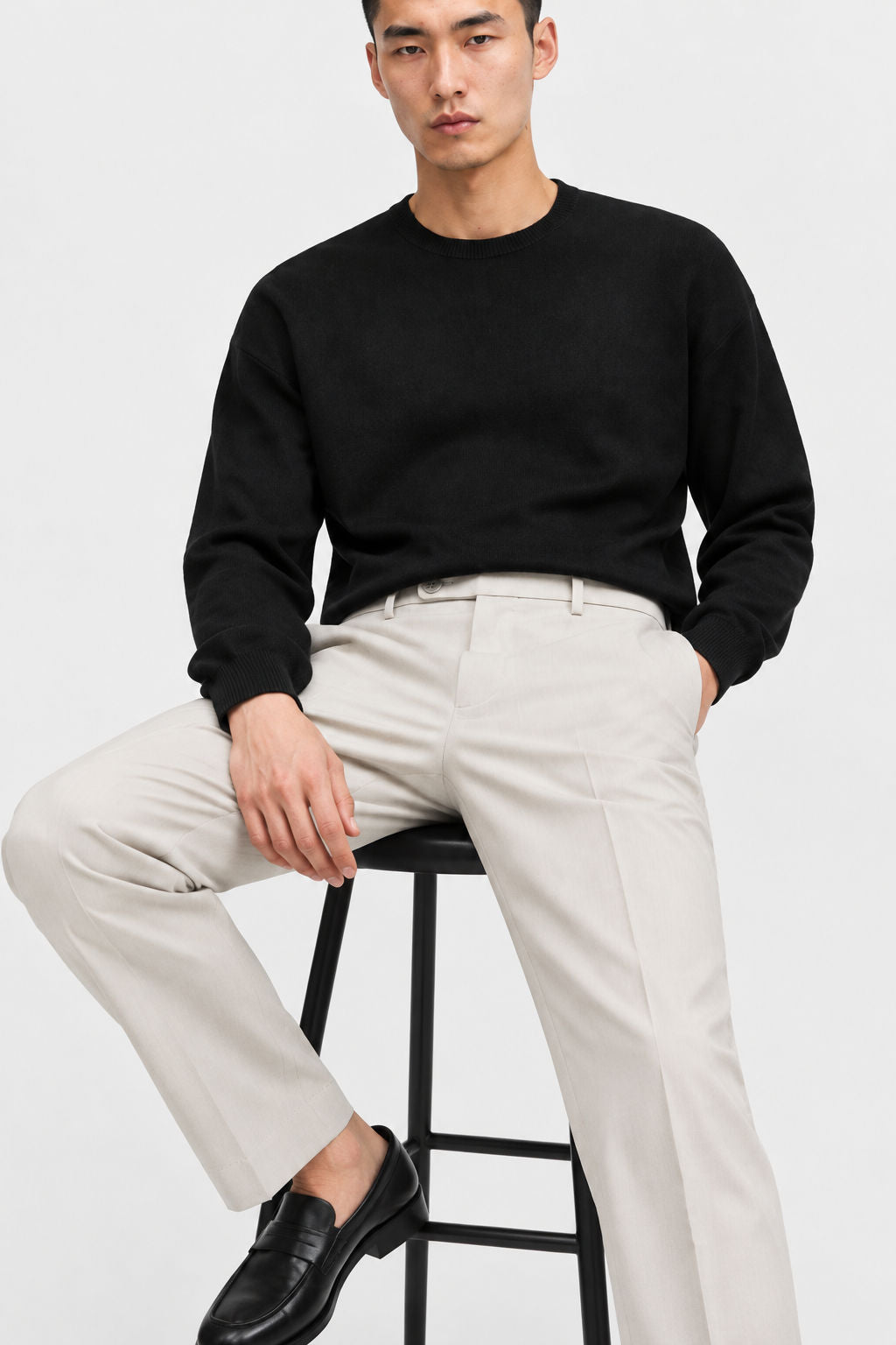 Beige Solid Semi Slim Fit Half Sleeve Trouser product image