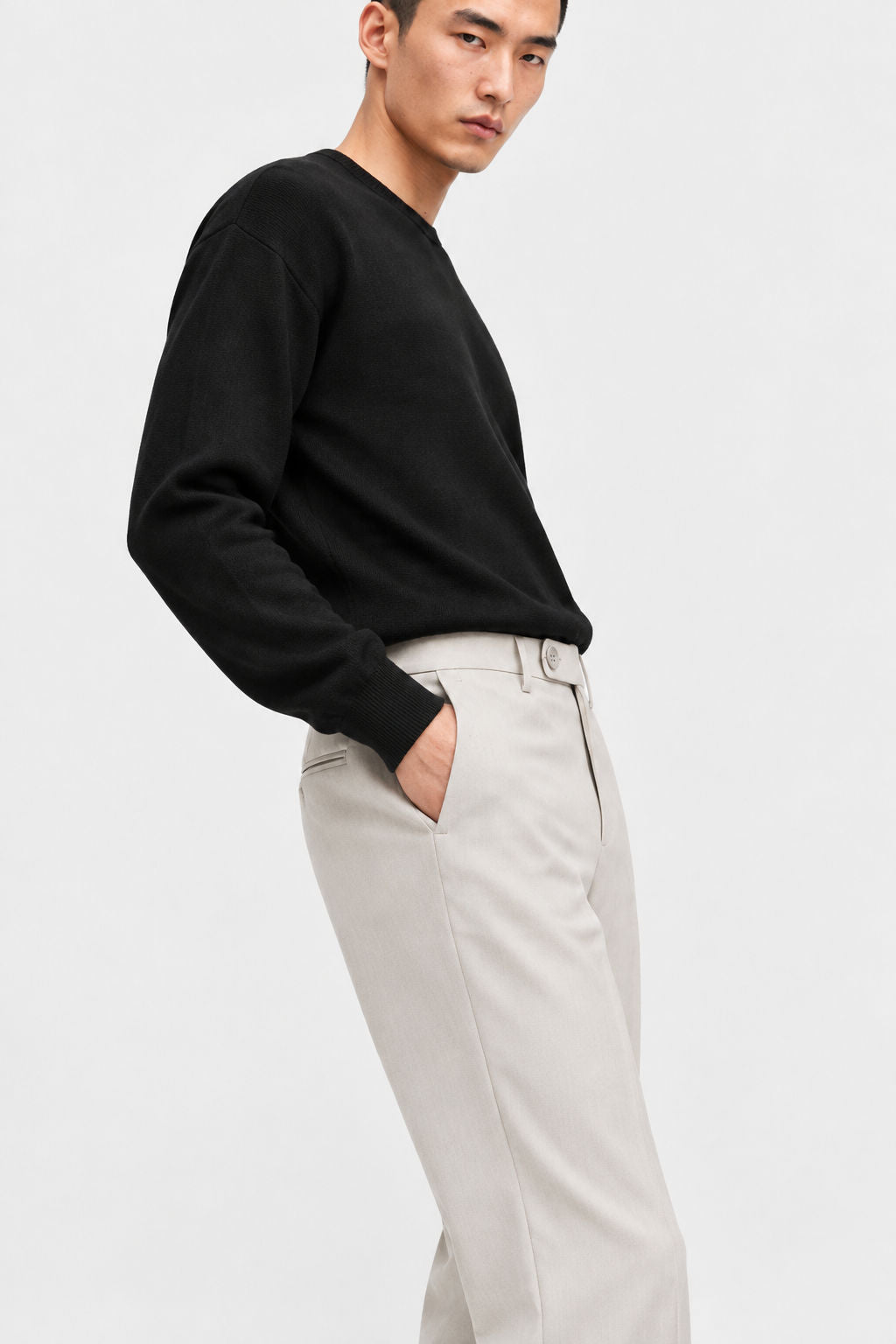 Beige Solid Semi Slim Fit Half Sleeve Trouser product image