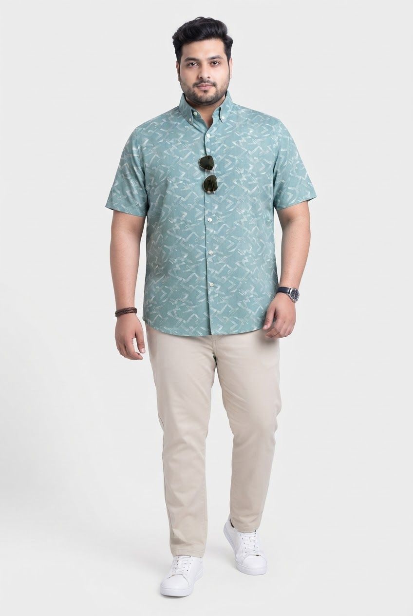 Big MEND Aqua Printed Rayon Semi Slim Fit Half Sleeve Shirt product image