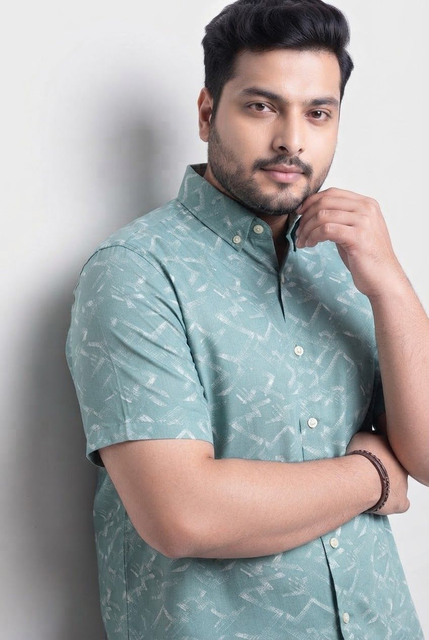 Big MEND Aqua Printed Rayon Semi Slim Fit Half Sleeve Shirt product image