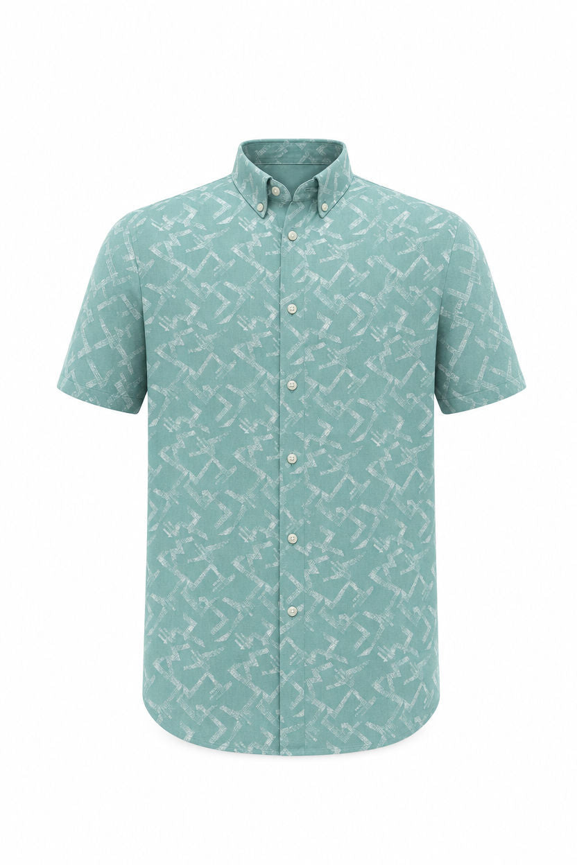 Big MEND Aqua Printed Rayon Semi Slim Fit Half Sleeve Shirt product image